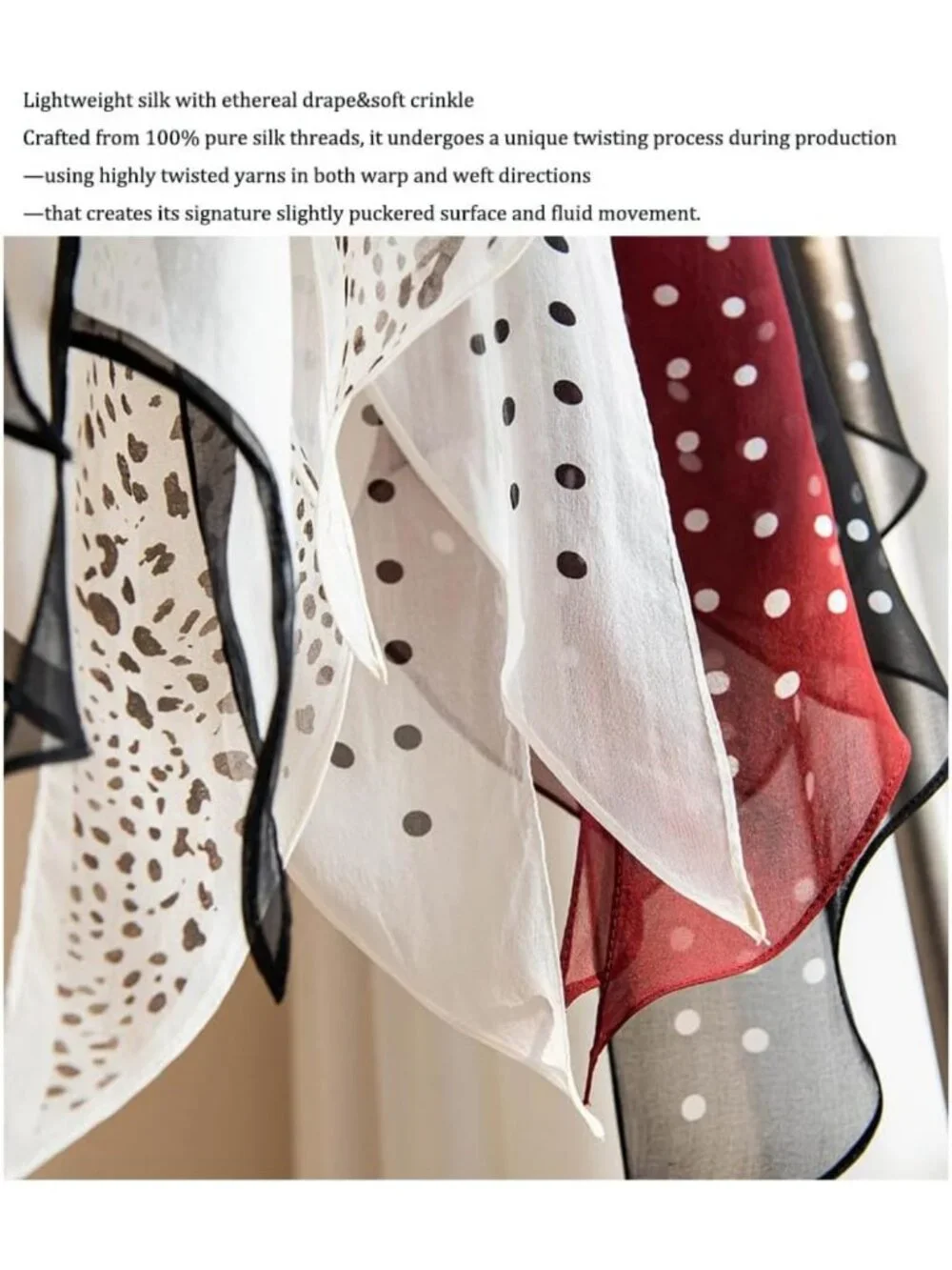 Luxurious 100% Mulberry Silk Georgette Scarf - Lightweight, Sheer & Flowy